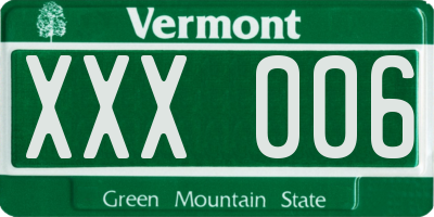VT license plate XXX006