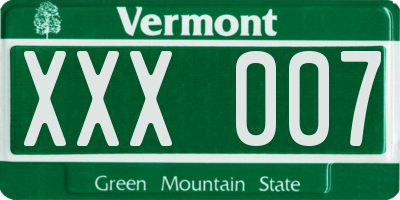 VT license plate XXX007