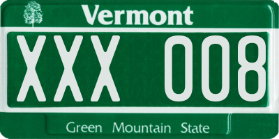 VT license plate XXX008