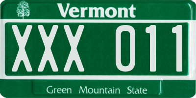 VT license plate XXX011
