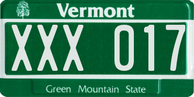 VT license plate XXX017