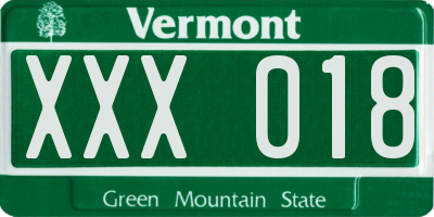 VT license plate XXX018