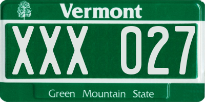 VT license plate XXX027