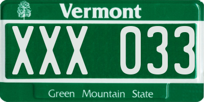 VT license plate XXX033