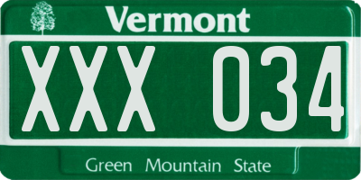 VT license plate XXX034