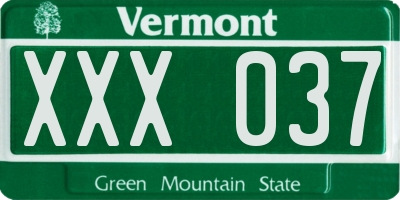 VT license plate XXX037