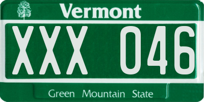 VT license plate XXX046