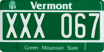 VT license plate XXX067