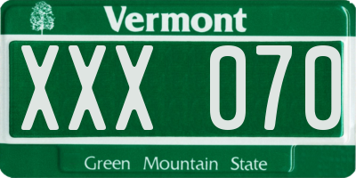 VT license plate XXX070