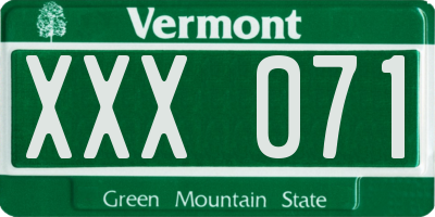 VT license plate XXX071
