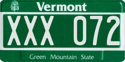 VT license plate XXX072