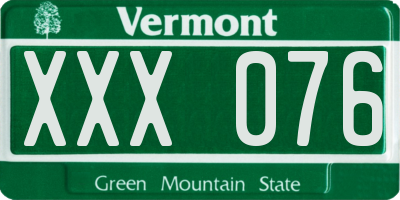 VT license plate XXX076