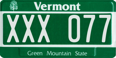 VT license plate XXX077
