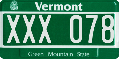 VT license plate XXX078