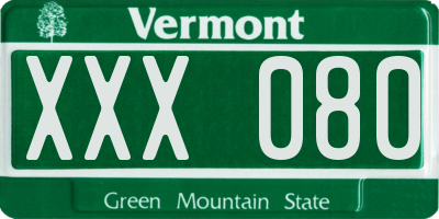VT license plate XXX080