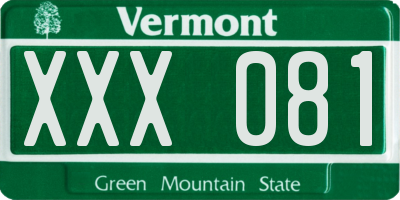 VT license plate XXX081