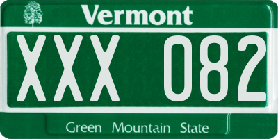 VT license plate XXX082