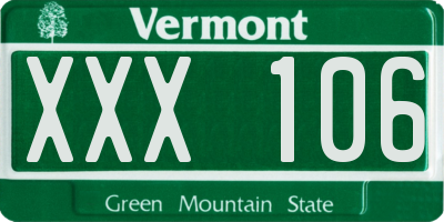 VT license plate XXX106
