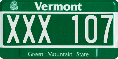 VT license plate XXX107