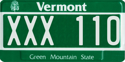VT license plate XXX110