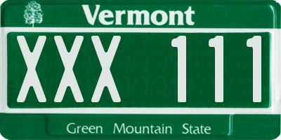 VT license plate XXX111