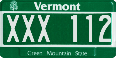 VT license plate XXX112