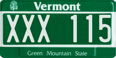 VT license plate XXX115