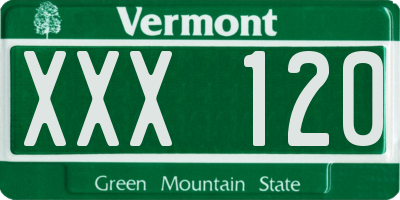 VT license plate XXX120