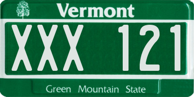 VT license plate XXX121