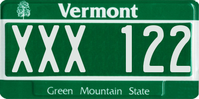 VT license plate XXX122