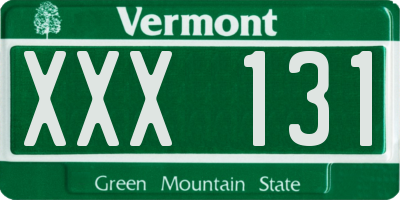 VT license plate XXX131