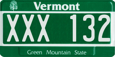 VT license plate XXX132