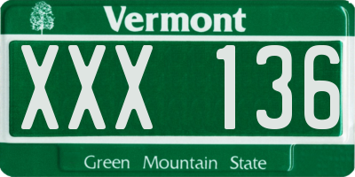 VT license plate XXX136
