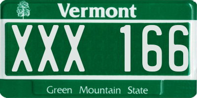 VT license plate XXX166