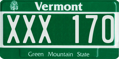 VT license plate XXX170