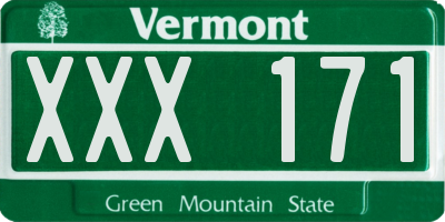 VT license plate XXX171