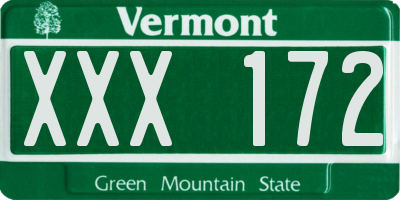 VT license plate XXX172