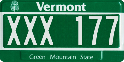 VT license plate XXX177