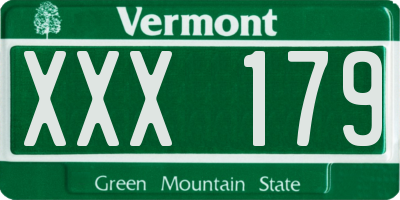 VT license plate XXX179