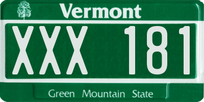 VT license plate XXX181