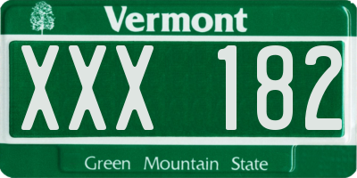 VT license plate XXX182