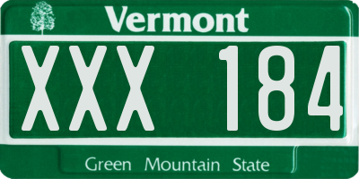 VT license plate XXX184