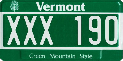 VT license plate XXX190