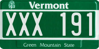 VT license plate XXX191