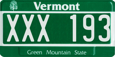 VT license plate XXX193