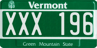 VT license plate XXX196