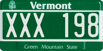 VT license plate XXX198