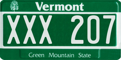 VT license plate XXX207