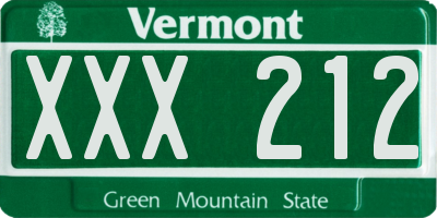 VT license plate XXX212