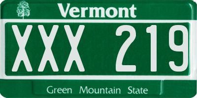 VT license plate XXX219